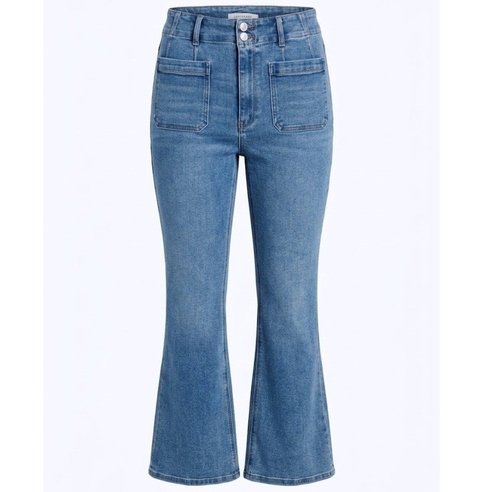 Lovervet by Vervet High Rise Flare Jeans Blue Patch Pockets Size 32/15 - CJ